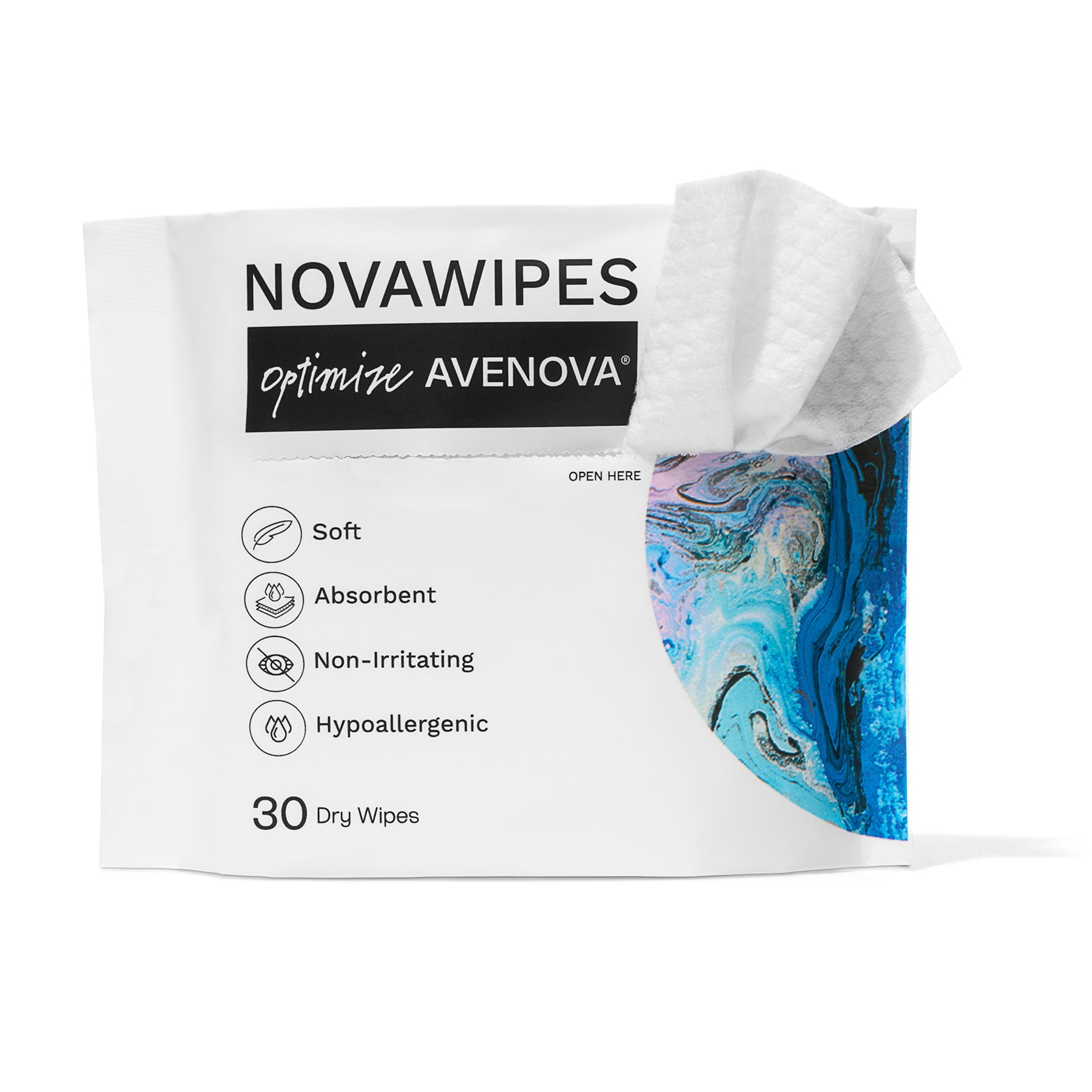 NovaWipes, Dry, Soft, Hypoallergenic, Absorbent Wipes for Applying Avenova (30 count)